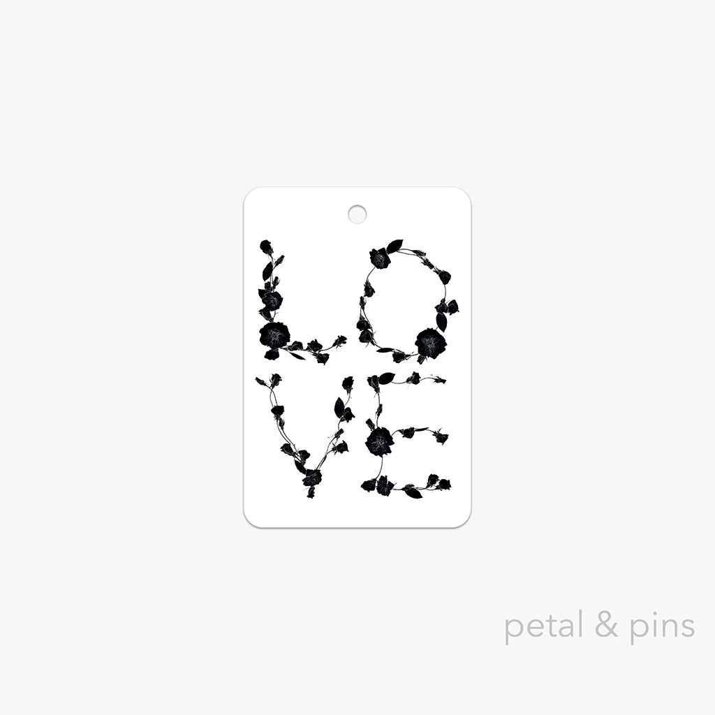 love noir gift tag by petal & pins