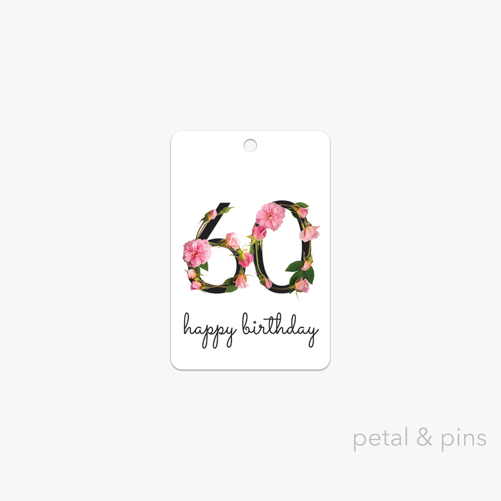 60th birthday gift tag by petal & pins