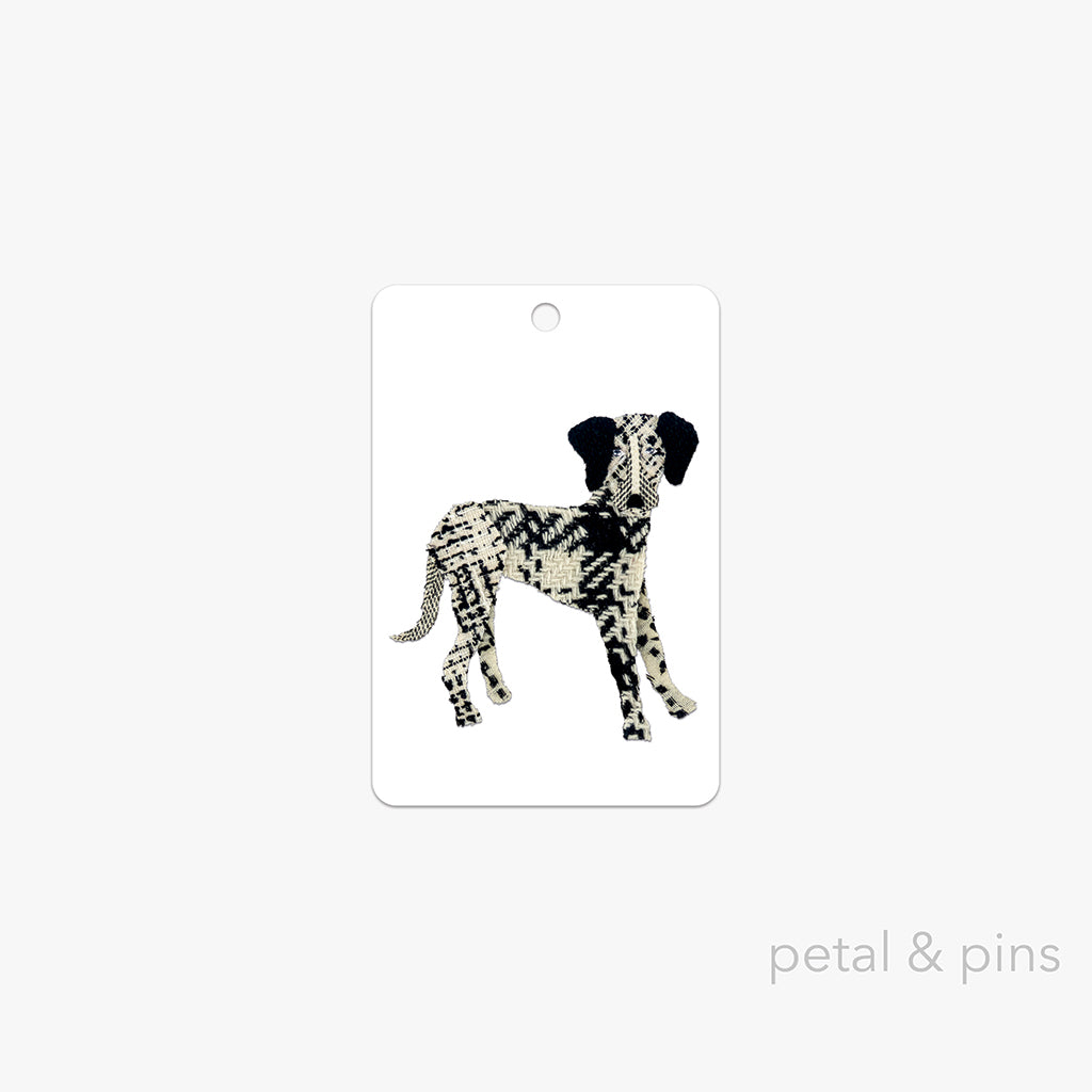 dalmatian gift tag by petal & pins featuring a dalmatian dog design on a white background