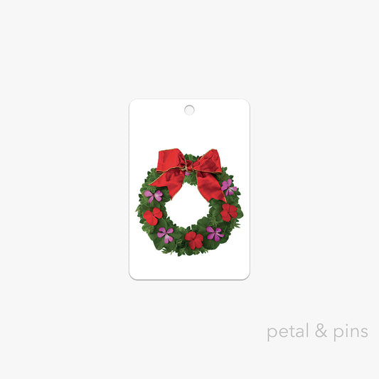 festive wreath gift tag by petal & pins