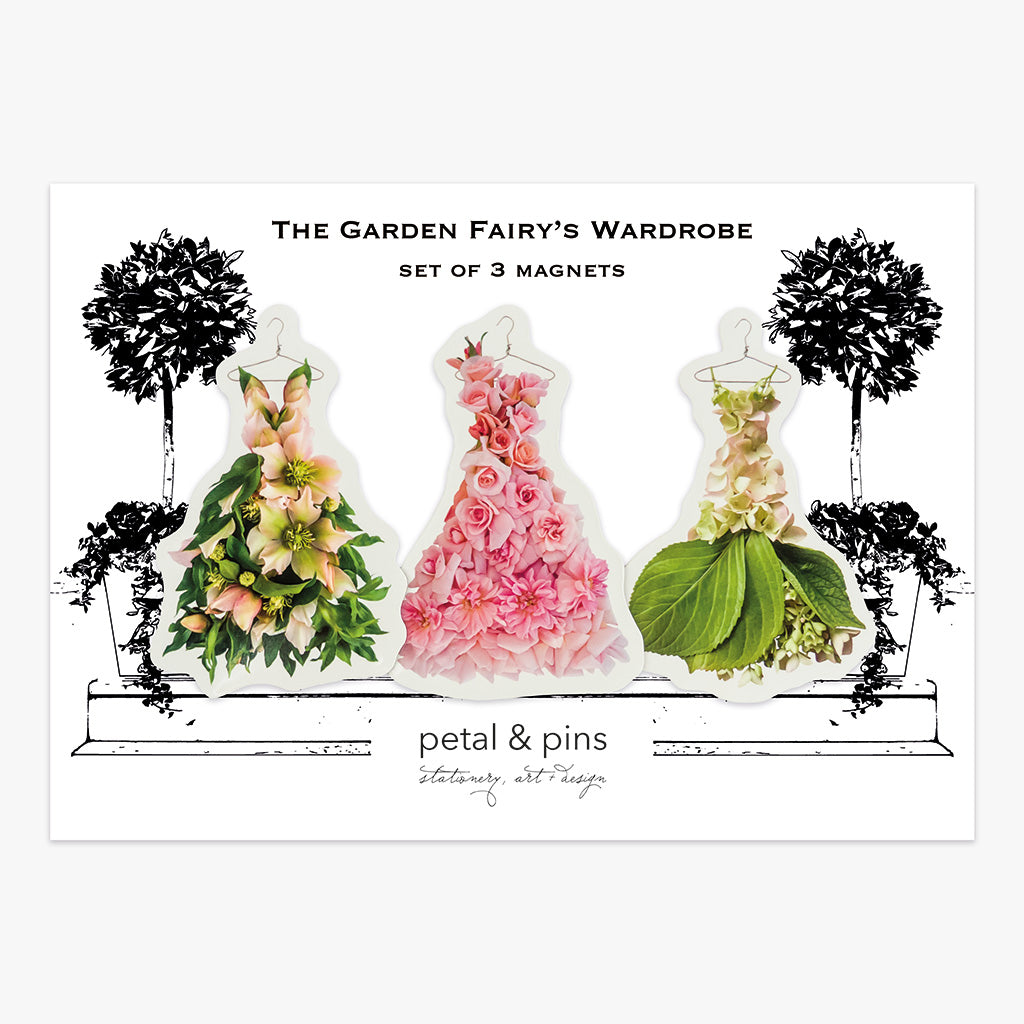 the garden fairy's wardrobe spring flowers magnet set by petal & pins