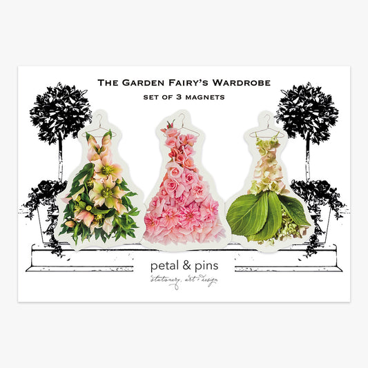 the garden fairy's wardrobe spring flowers magnet set by petal & pins