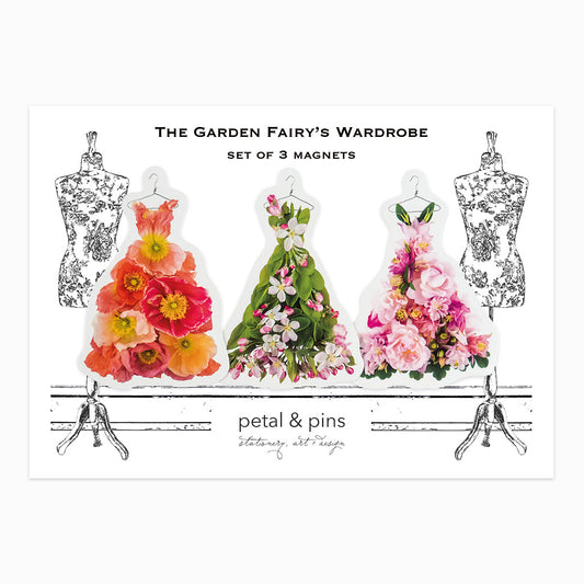 the garden fairy's wardrobe summer flowers magnet set by petal & pins