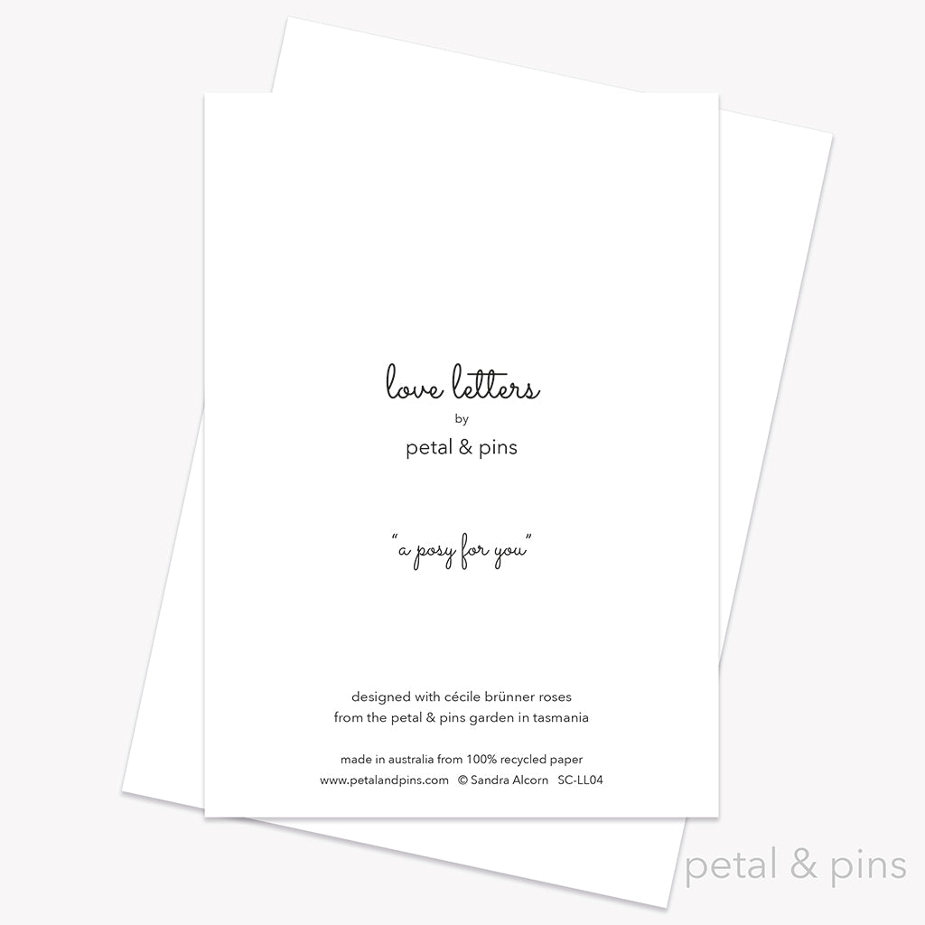 a posy for you card back from the love letters collection by petal & pins