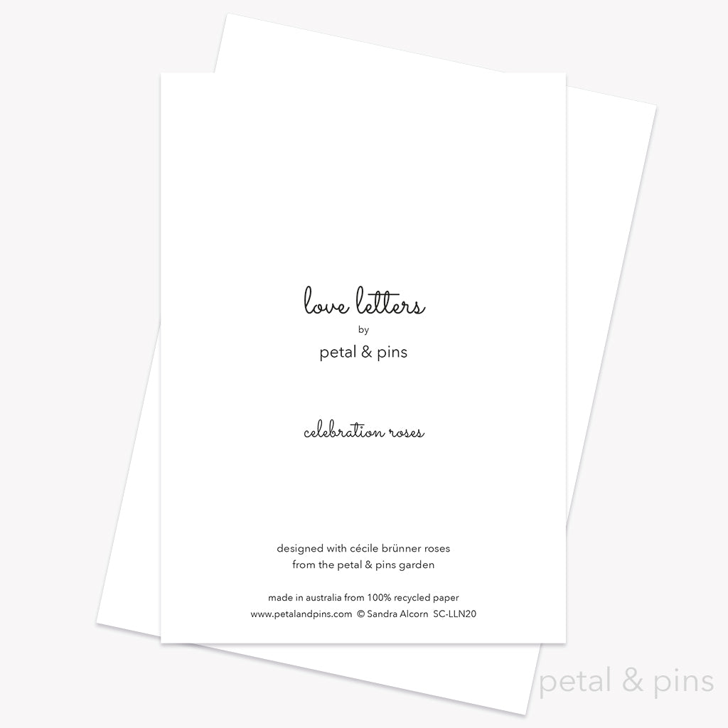 20th birthday celebration roses card by petal & pins (back)