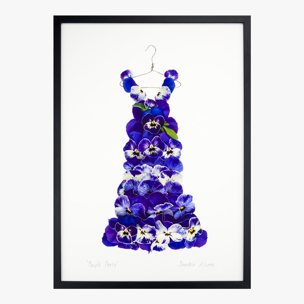 purple pansy dress art print by petal & pins