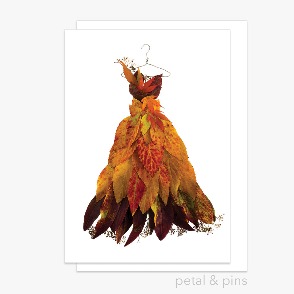 autumn leaf dress greeting card petal & pins wholesale autumn leaf dress greeting card petal & pins wholesale