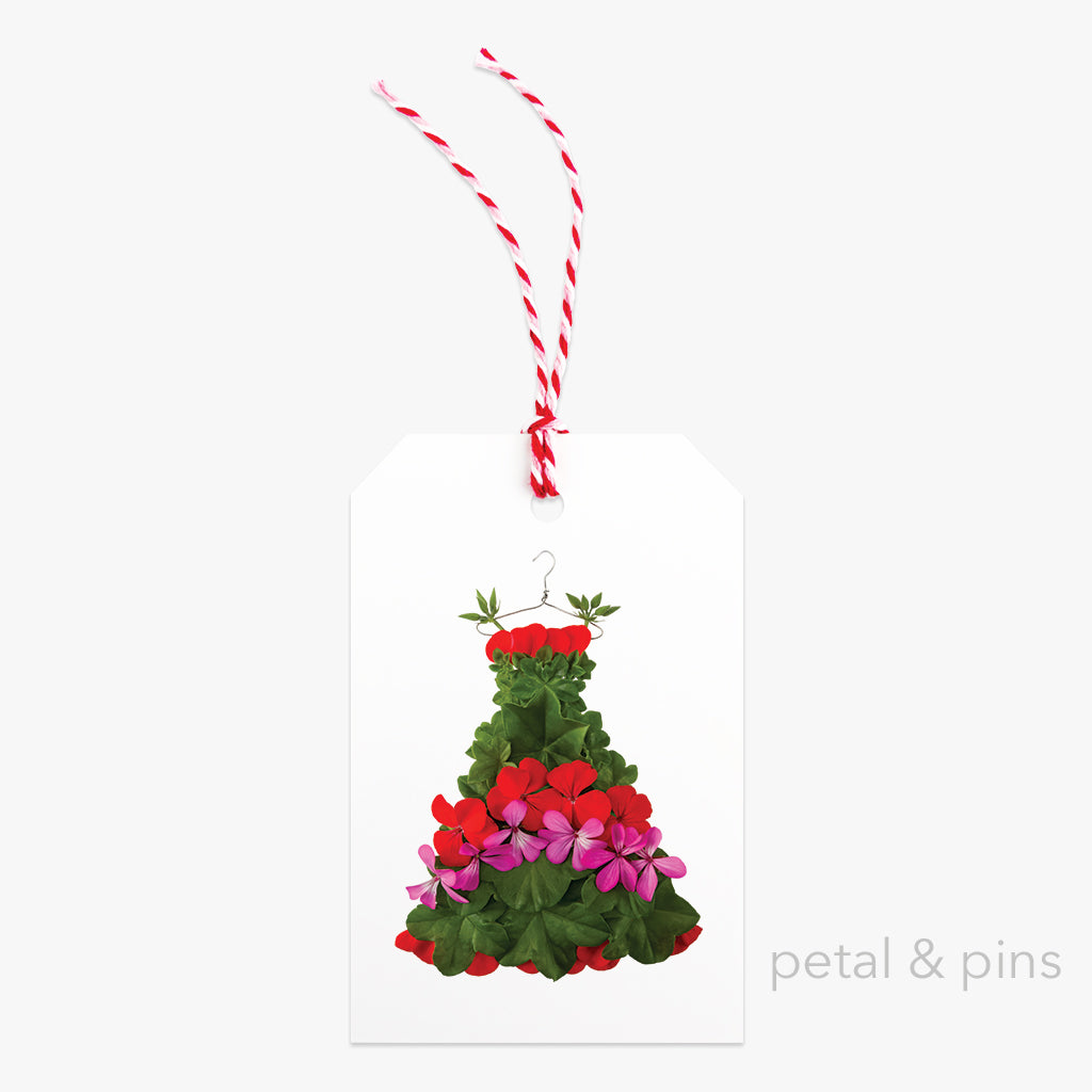 geranium dress gift tag with bakers twine by petal & pins