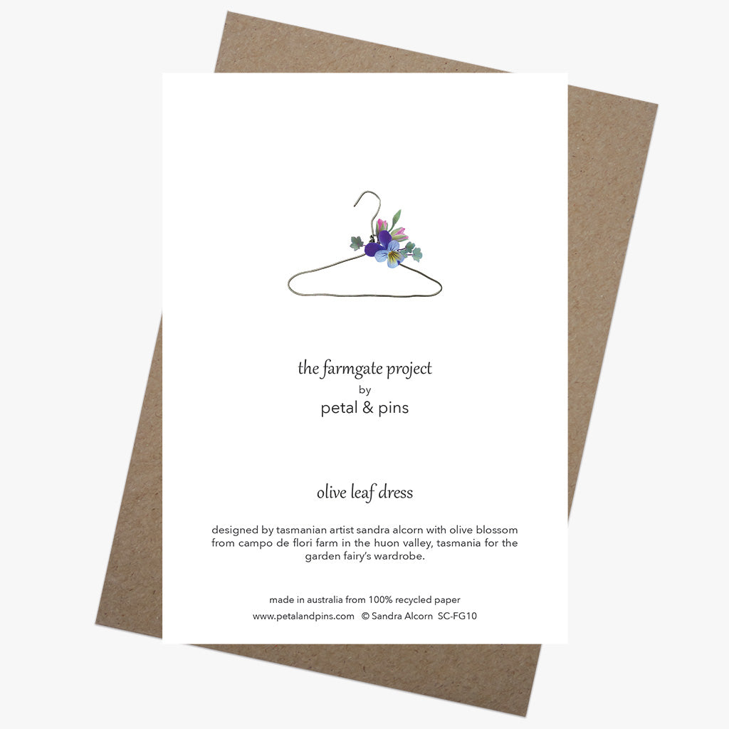 olive leaf dress card back by petal & pins