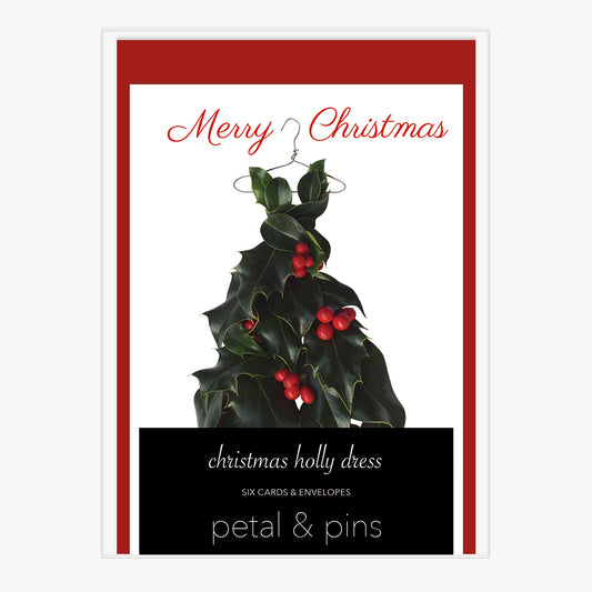 merry christmas holly - boxed set of six Christmas cards by petal & pins