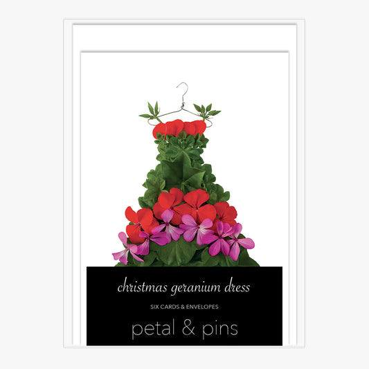 christmas geranium dress - boxed set of six christmas cards by petal & pins