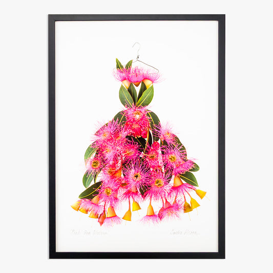 pink gum blossom dress art print by petal & pins