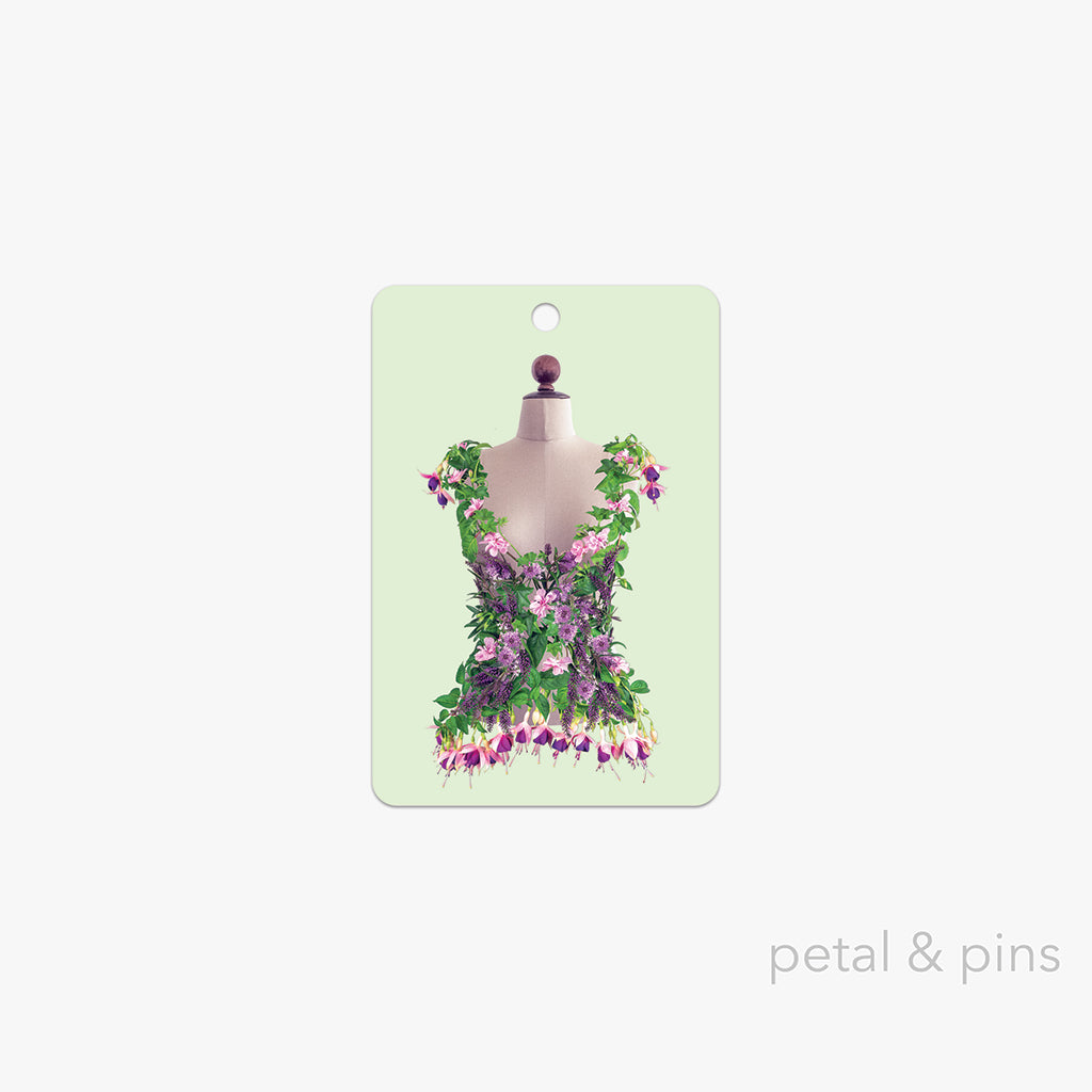 fuchsia hebe geranium bodice gift tag by petal & pins