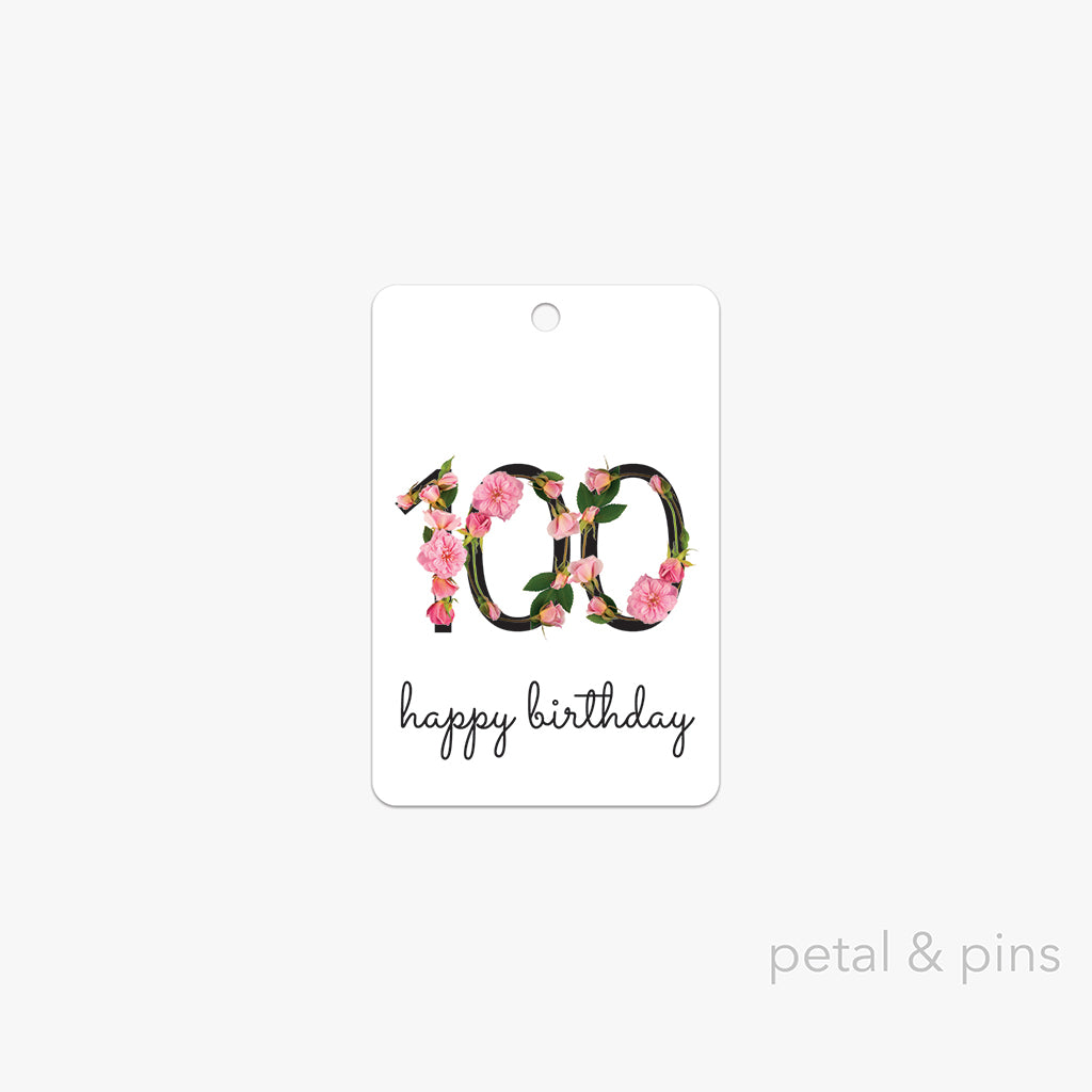 100th birthday gift tag by petal & pins