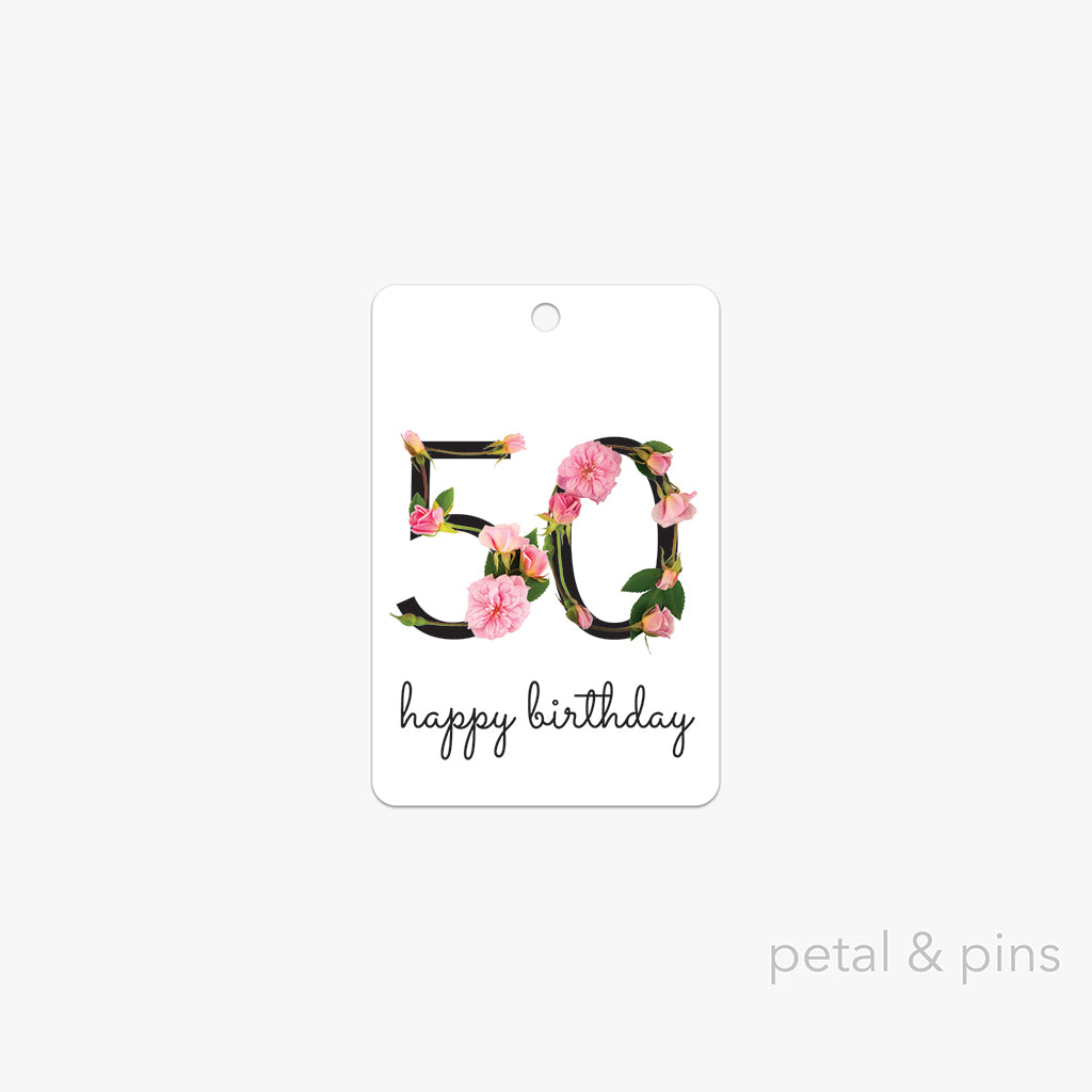 50th birthday gift tag by petal & pins