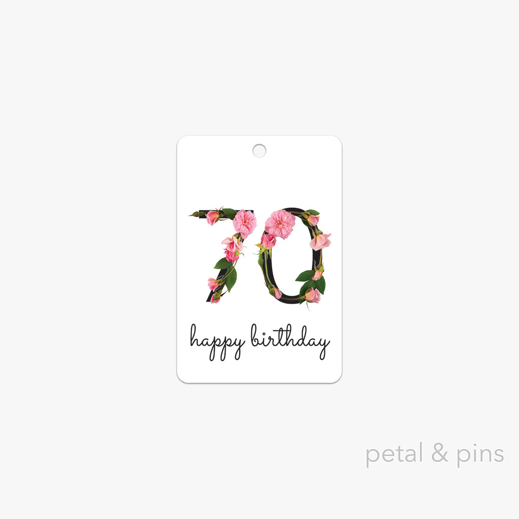 70th birthday gift tag by petal & pins