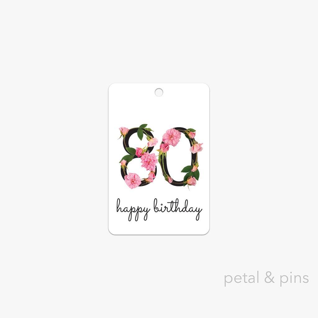 80th birthday gift tag by petal & pins