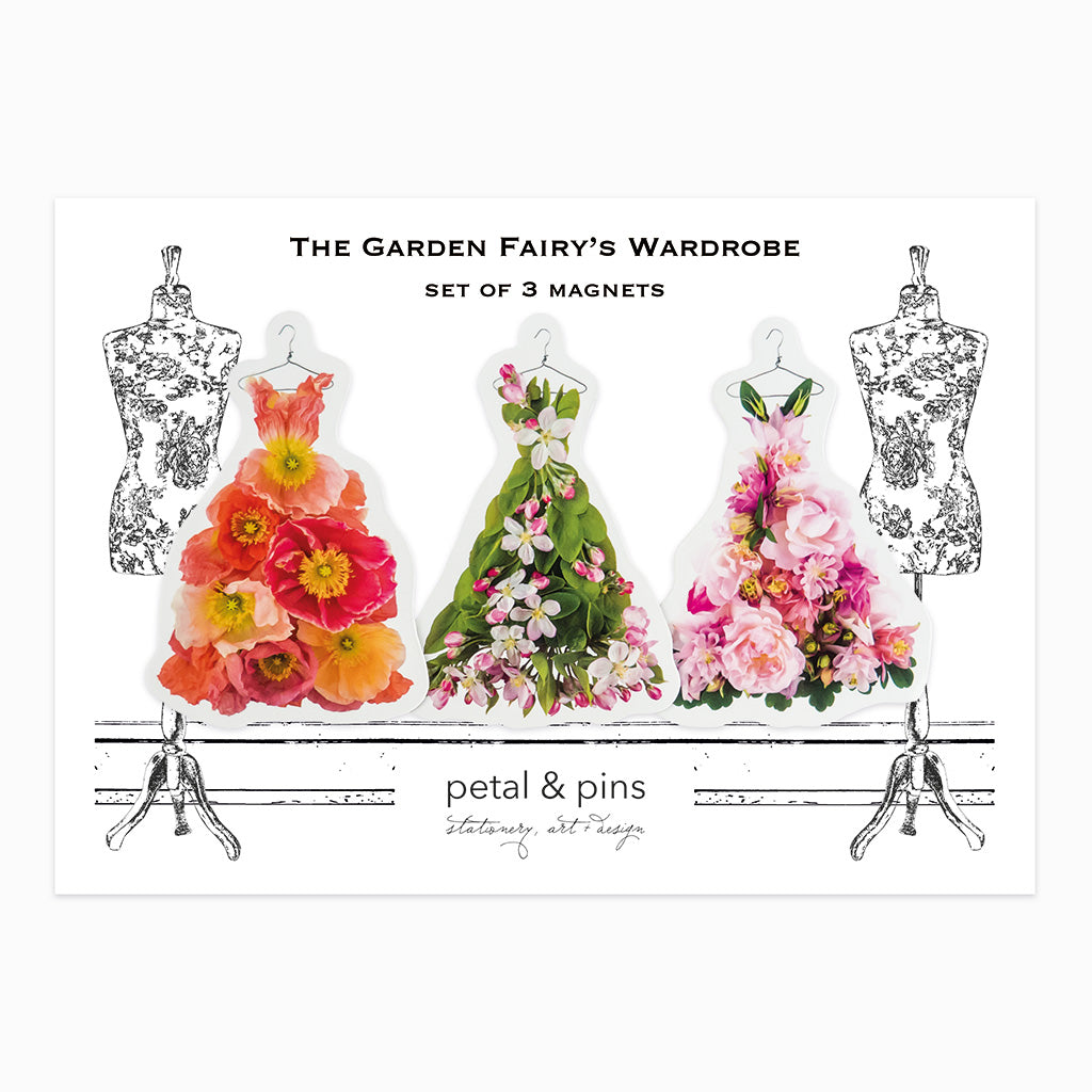 the garden fairy's wardrobe magnet set two by petal & pins