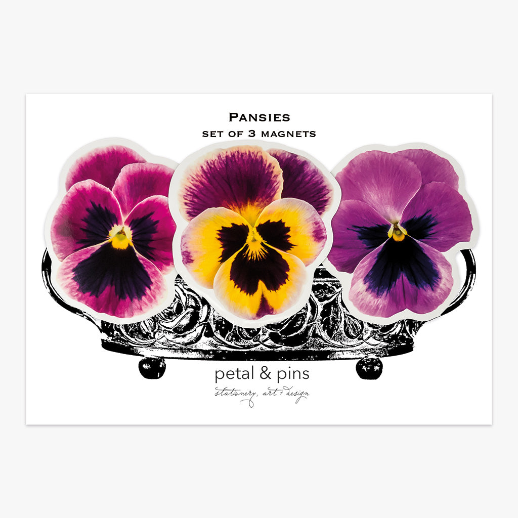 pansies magnet set by petal & pins