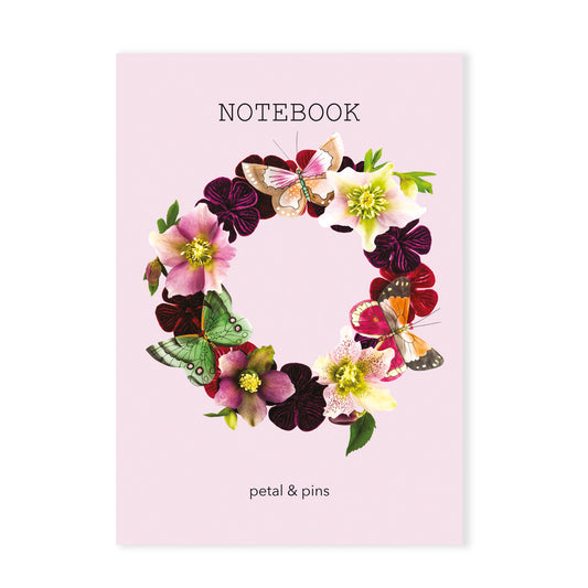 butterfly garland notebook - rosewater