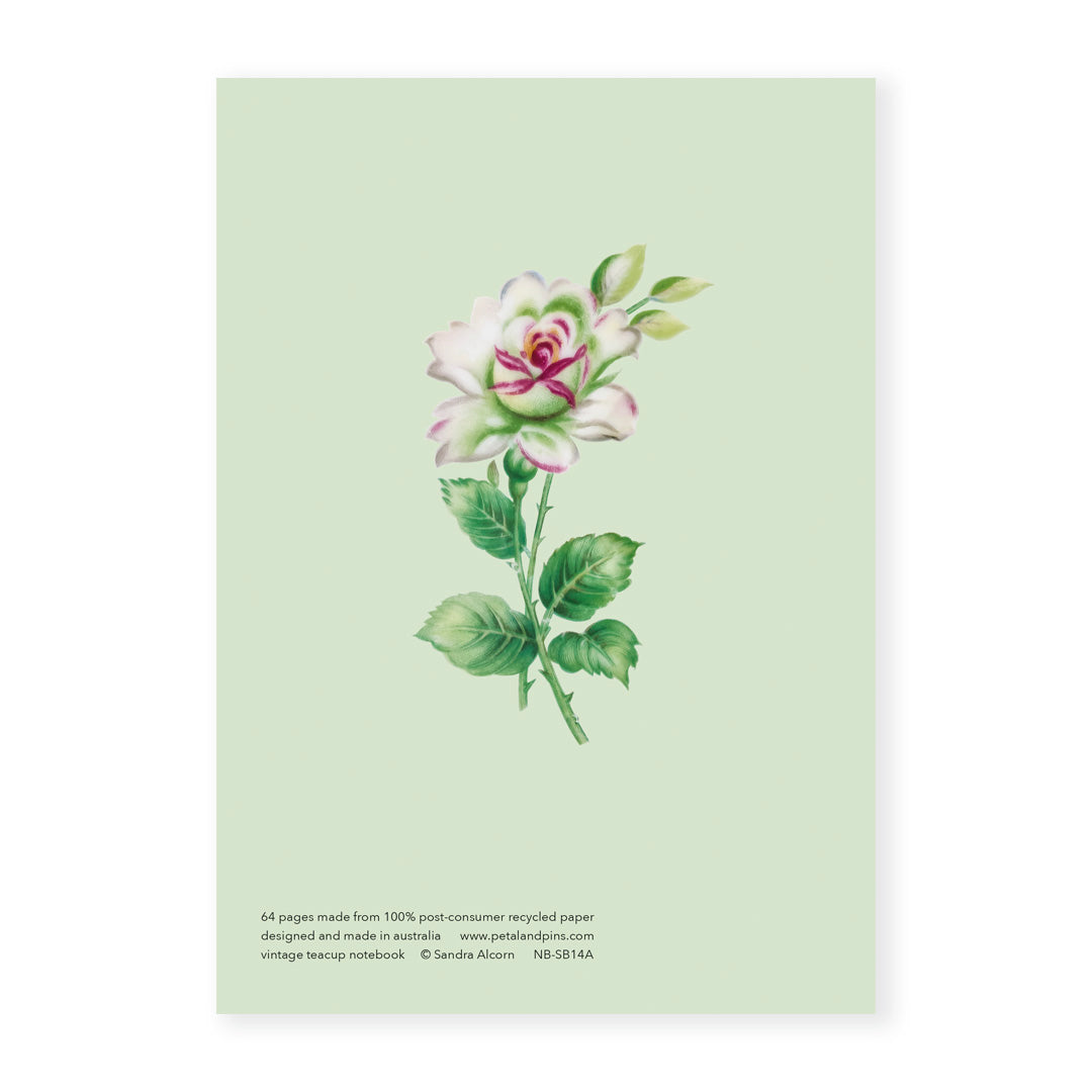 vintage teacup notebook - pistachio