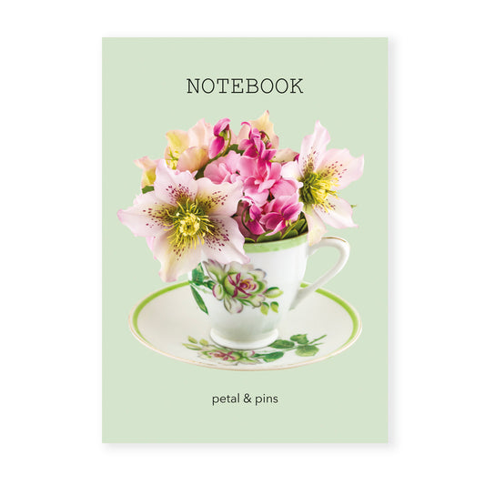 vintage teacup notebook - pistachio