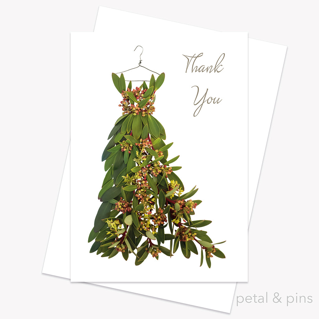 native pepperberry dress thank you greeting card from the fairytale collection by petal & pins