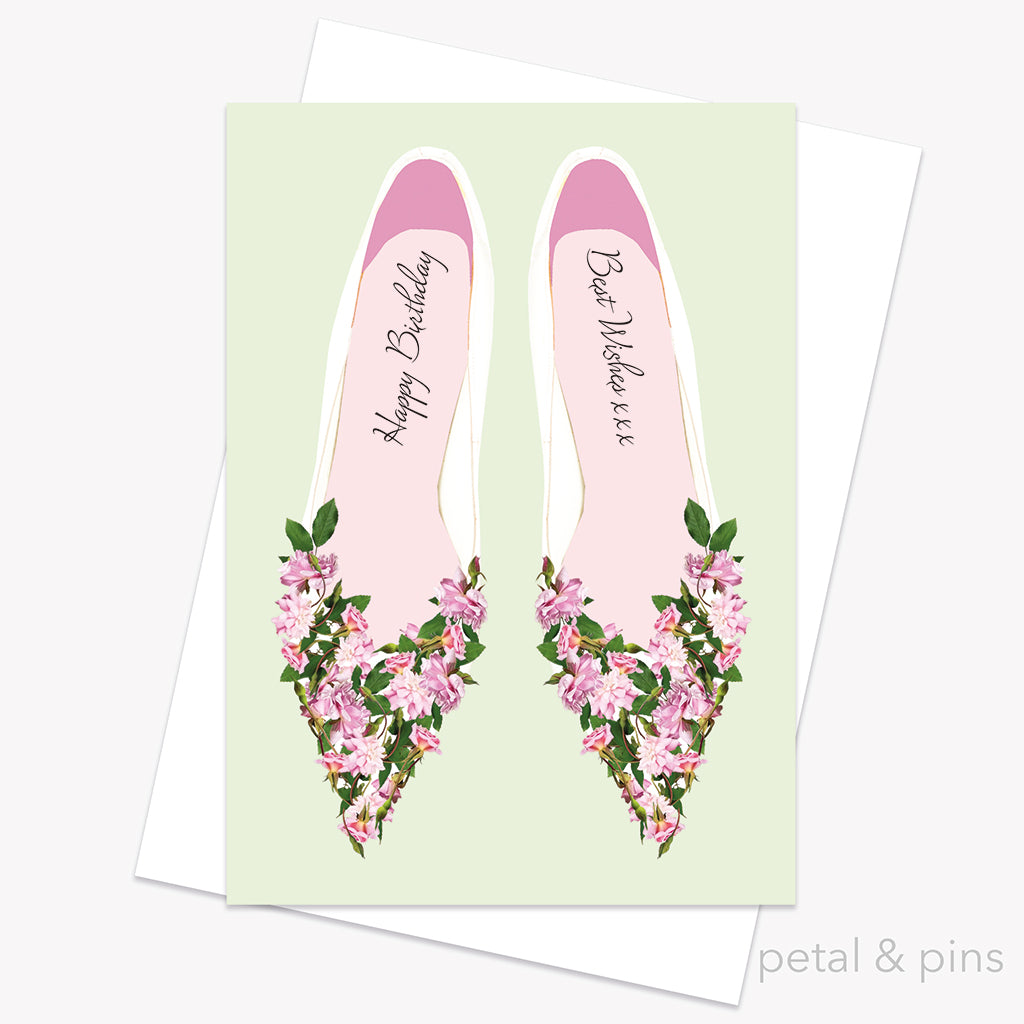 roses high heels - floral birthday card by petal & pins