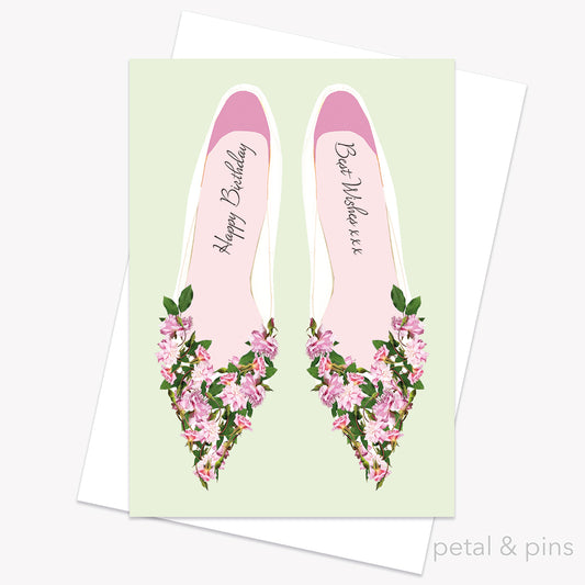 roses high heels - floral birthday card by petal & pins