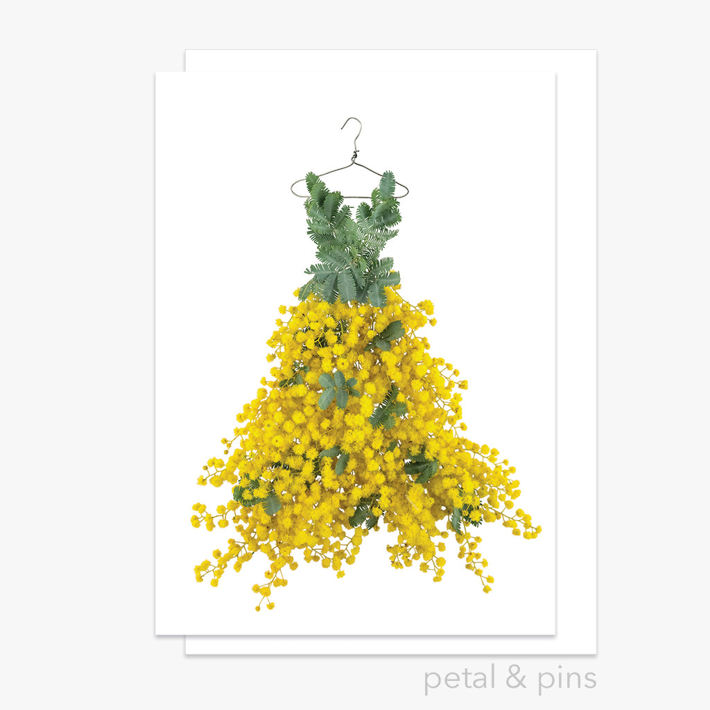 wattle dress greeting card by petal & pins