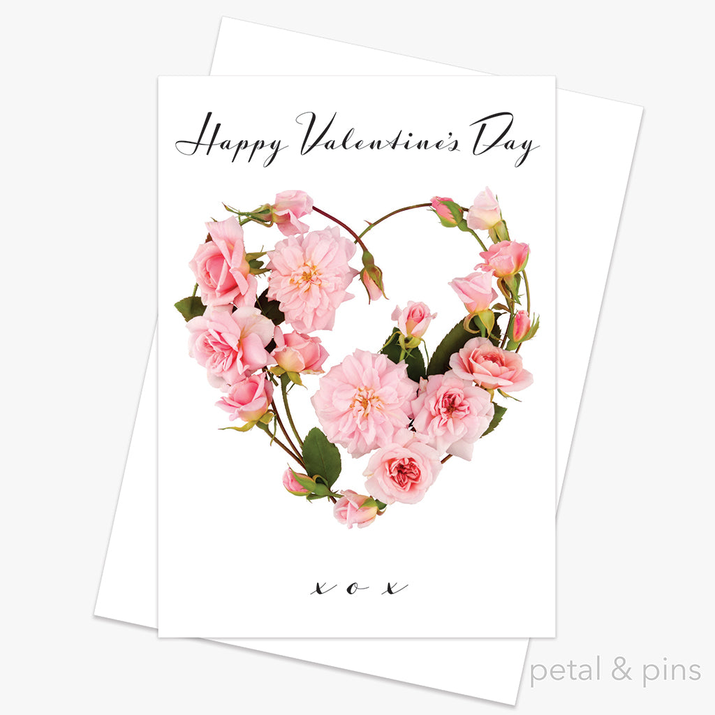 happy valentines day greeting card from the love letters collection by petal & pins