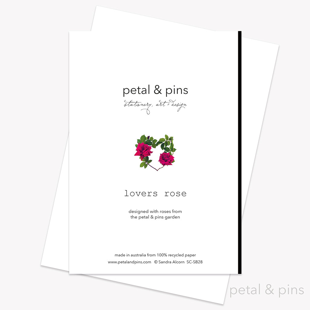 lovers rose valentines day card back by petal & pins