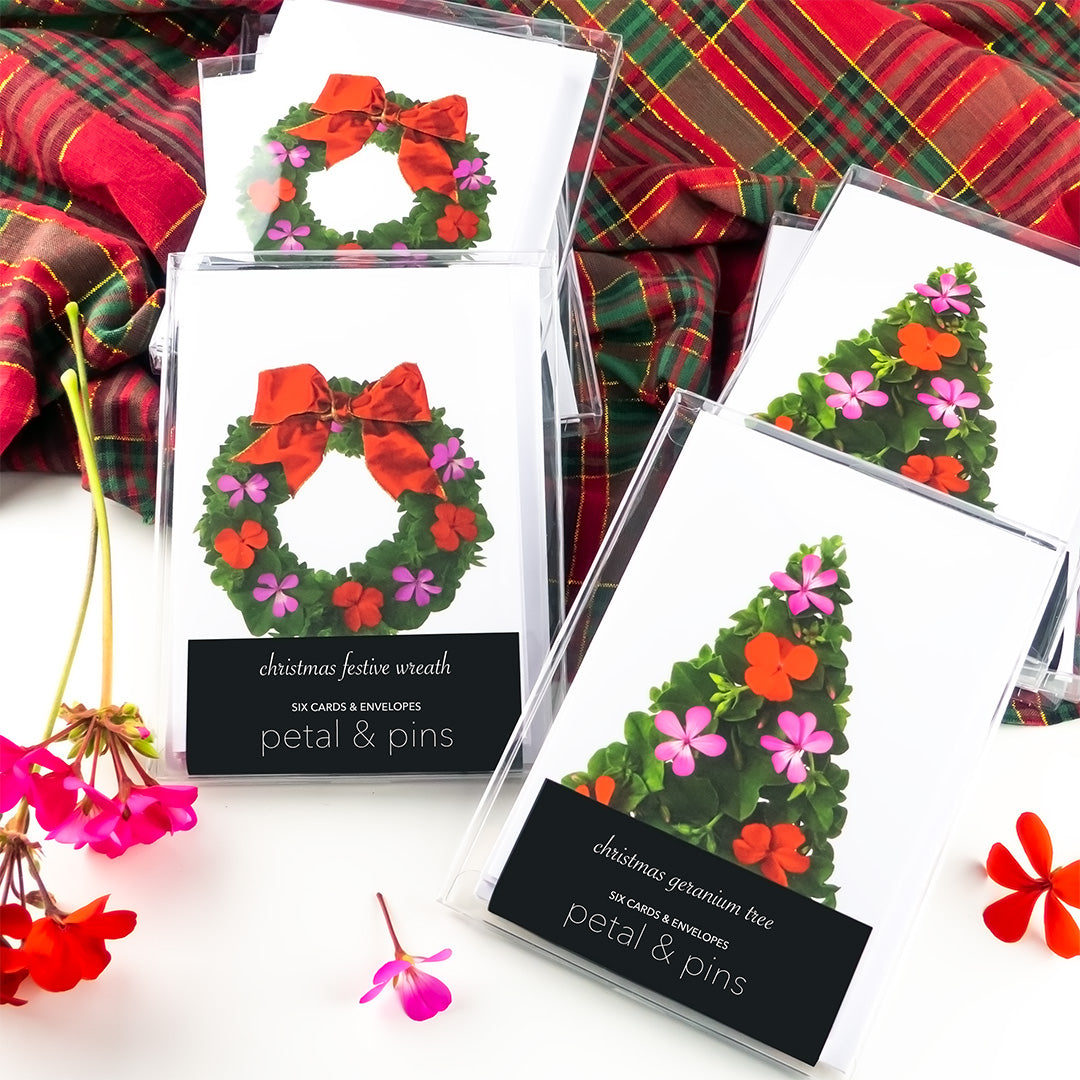 christmas geranium tree - boxed set of six christmas cards