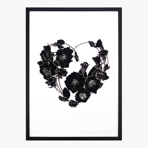my heart's abloom noir art print by petal & pins