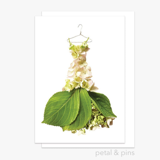 cream hydrangea gown greeting card by petal & pins