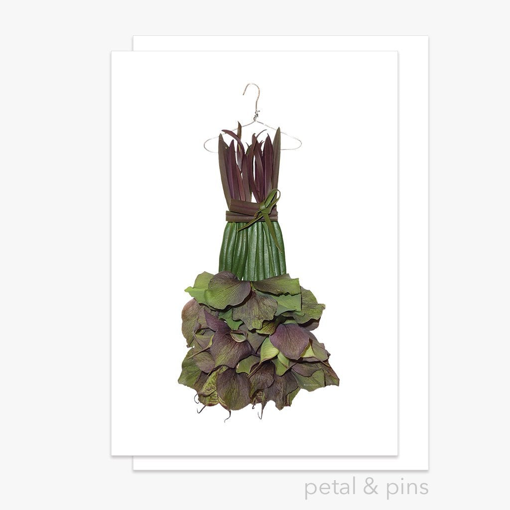 hellebore prada dress greeting card by petal & pins