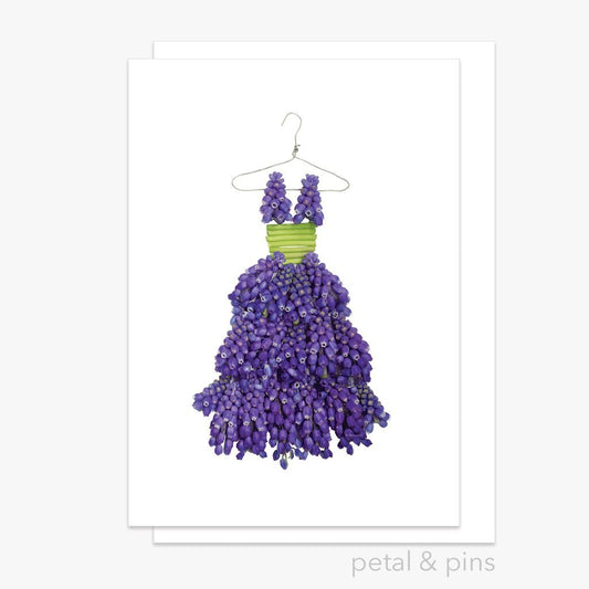 grape hyacinth dress greeting card by petal & pins