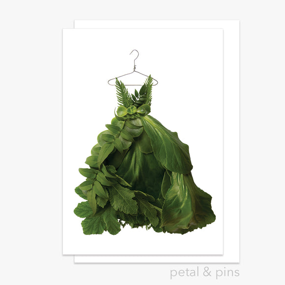 greenery dress greeting card by petal & pins