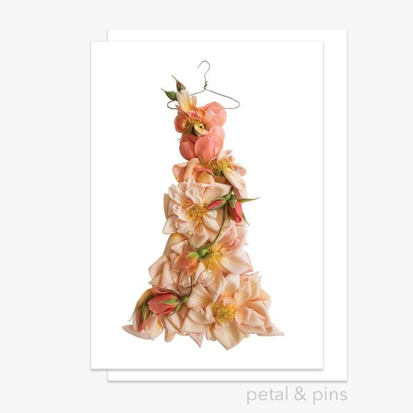 perle d'or rose dress greeting card by petal & pins