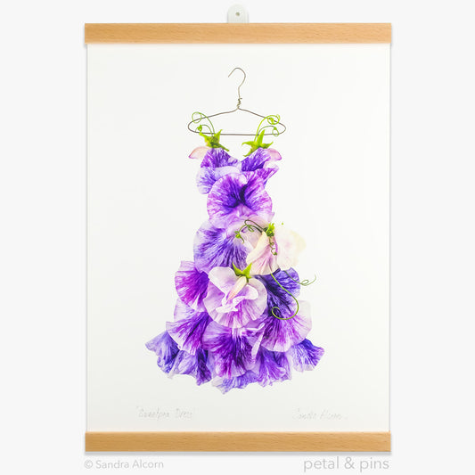 sweet pea dress art print from the garden fairy's wardrobe by petal & pins