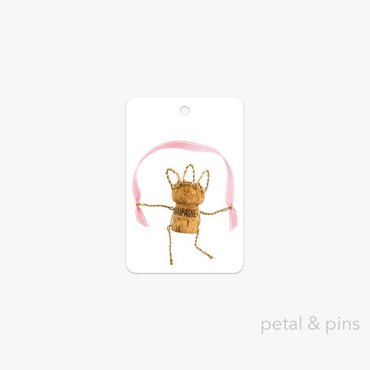 skipping champagne girl gift tag by petal & pins