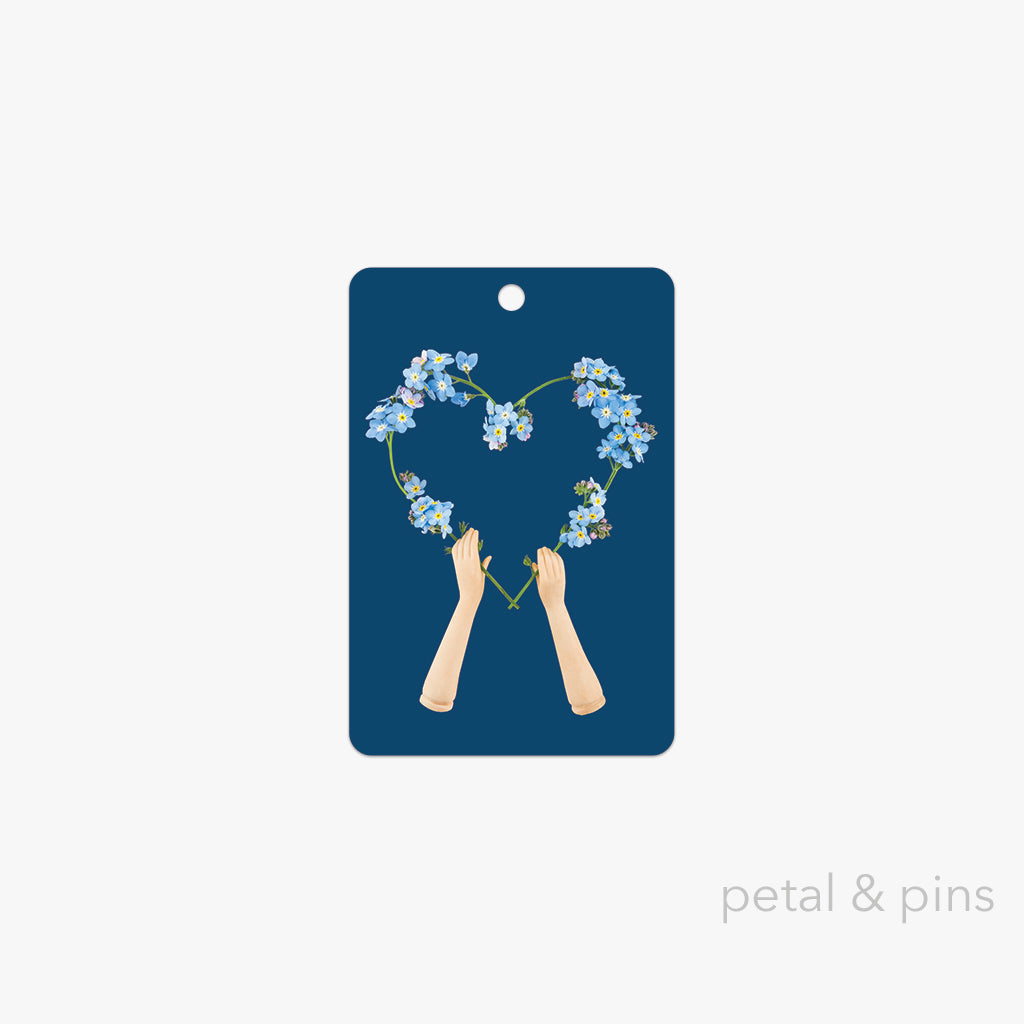 forget-me-not heart gift tag by petal & pins