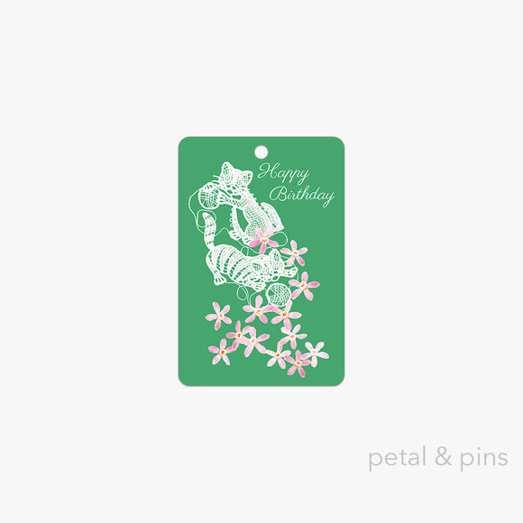 happy birthday pussycats gift tag by petal & pins