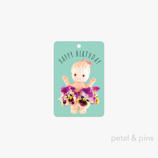 birthday kewpie doll gift tag by petal & pins