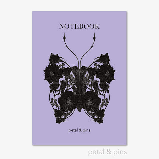 butterfly noir notebook in lavender by petal & pins