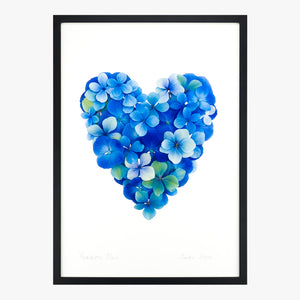 hydrangea blues heart art print by petal & pins