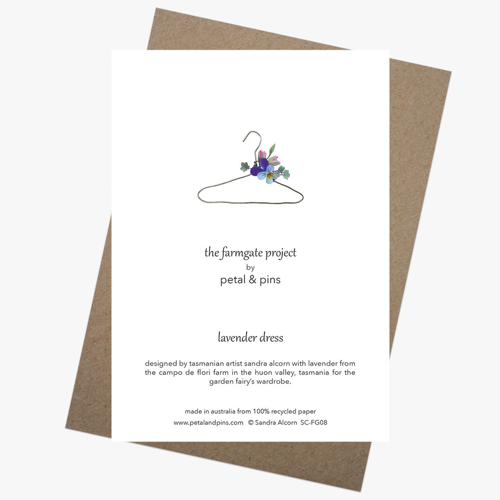 lavender dress card back by petal & pins