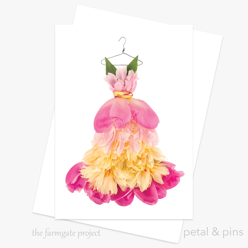 peony fiesta dress greeting card from the farmgate project by petal & pins