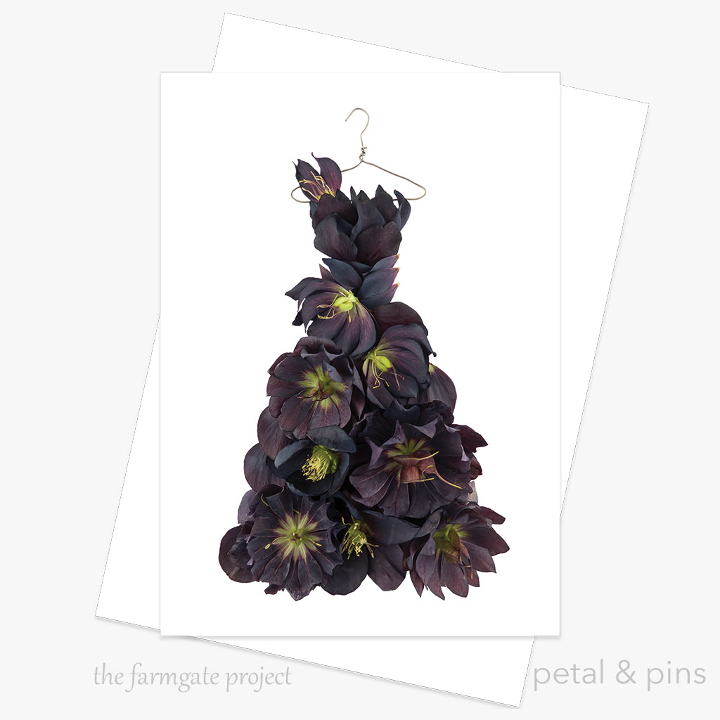 midnight hellebore dress greeting card from the farmgate project by petal & pins