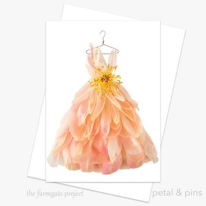 coral peony waltz dress greeting card from the farmgate project by petal & pins